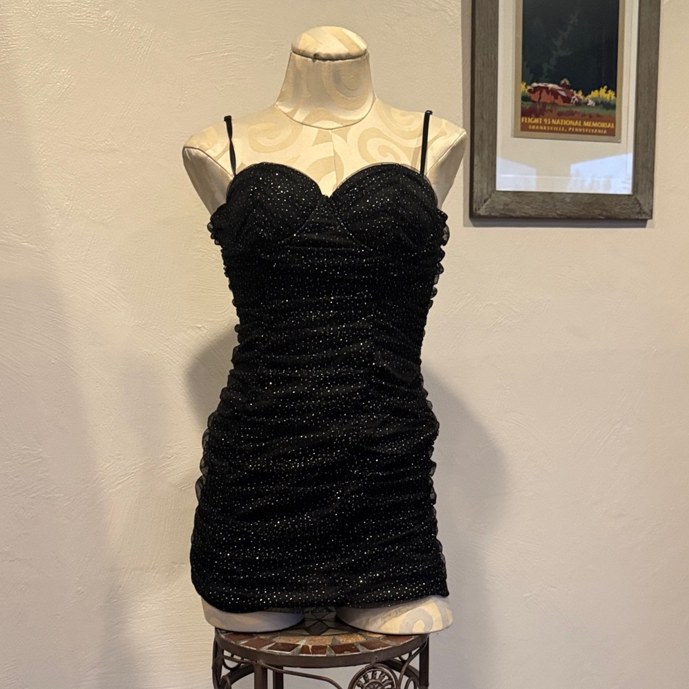 Windsor Black Glitter Mini Dress